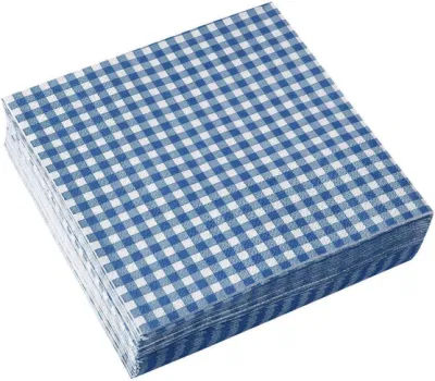 Сине-белая клетчатая ткань для ужина, пикника и вечеринок, 50 упаковок одноразовых бумажных салфеток